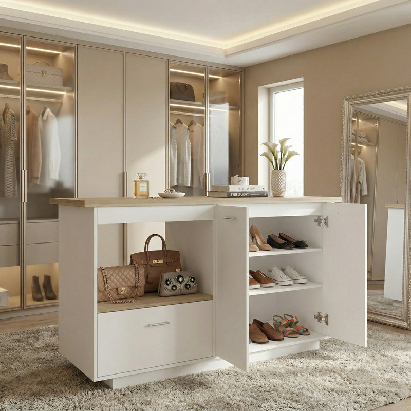 Latitude Run® Closet Island With Drawer And Adjustable Shelves